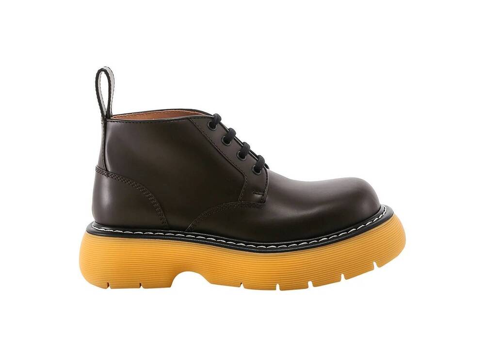 NEW BOTTEGA VENETA men's swell lace up ankle boots in brown
